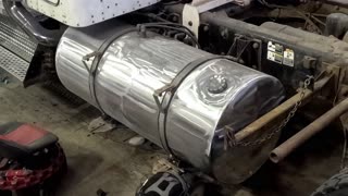 Polishing a kenworth fuel tank