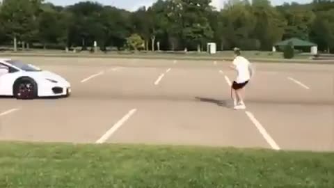 Dangerous Parkour stunt over Lamborghini😲