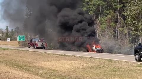 Volunteer Fire Fighter Attempts To Stop Car Fire In Mississippi