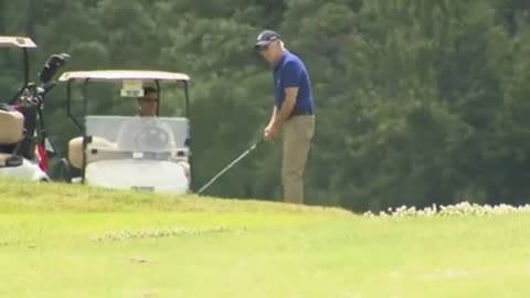 Biden spent his Sunday afternoon attempting to swing a golf club