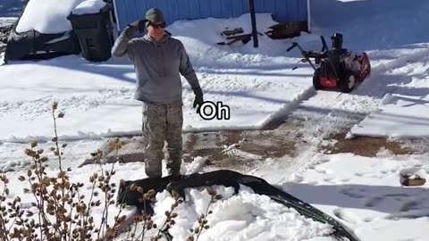 Smart Husband Uses Tarp to Keep Steps Ice Free