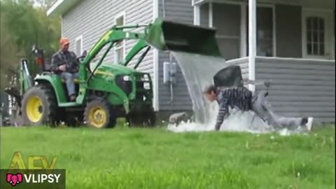 Tractor Water Prank with a Man