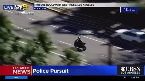 Police pursuit of a motorcycle driver came to a deadly end with a horrific crash in LA