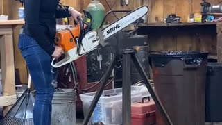 Chainsaw Comes Undone During Cut