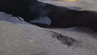 Video shows massive crack emanating steam in the center of Grindavik town of Iceland