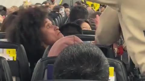 Nut job on an airline and she uses the old I can't breath trick