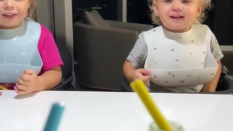 Kids are happy to try new drink funny baby video!