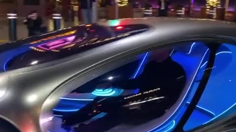 This is the Mercedes AVTR in collaboration with Avatar Movie driving through Las Vegas!