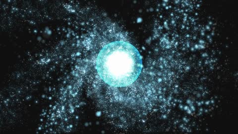 Particles Forming Blue Energy Ball