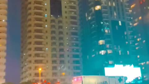 Bright view of Dubai city at night time