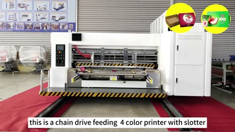 Chain drive feeding four color flexo printing machine with slotter