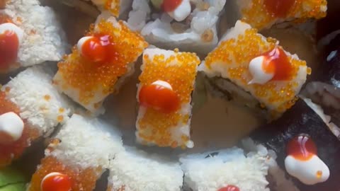 Sushi maki roll get ready🥟😀😀😊🎉🥢🥢🍤🍱🍱