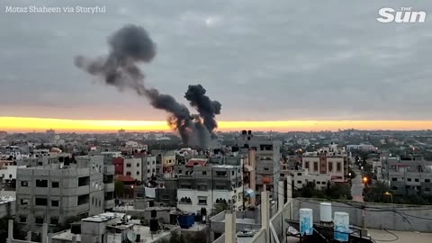 Explosion seen as Israel strikes Gaza following rocket fire