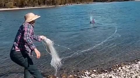 He flashed his light into the boat and saw the fishing-line