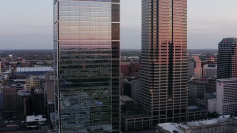 Drone Footage Of A City's Commercial District