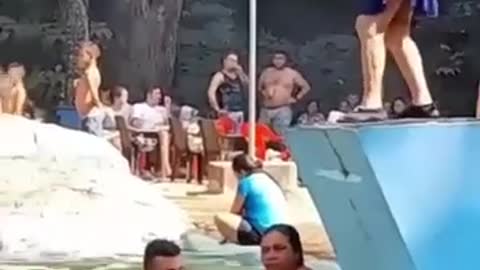 Grandma tributes Jeff Hardy by pool jump