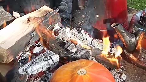 Pumpkin on the campfire