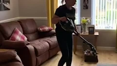 Scaring Mom While She Vacuums