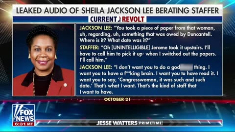Wackjob Democrat Sheila Jackson Lee LOSES IT on Staffer!