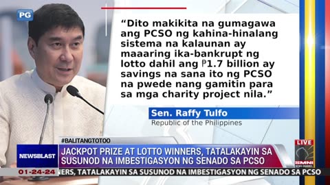 Jackpot prize at lotto winners, tatalakayin sa susunod na imbestigasyon