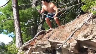 Drunk guy on rope swing