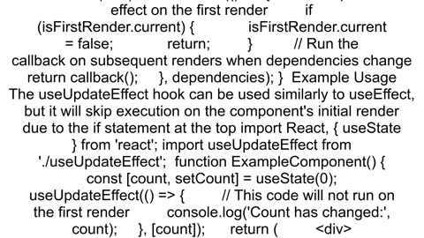 How can I create a custom React hook to prevent useEffect from running on initial render