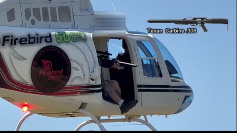 Shooting a firebird target from a helicopter.