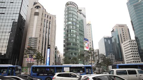 South Korea Gangnam Station Intersection Building Forest