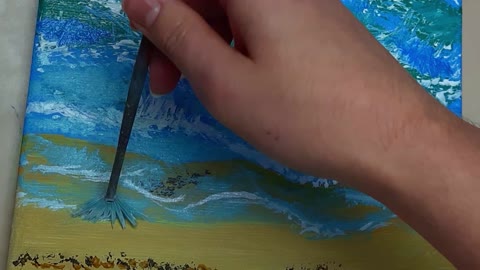 Painting Videos Relaxing Music Art Therapy SEA ​​and CLOUDS foam Acrylic Painting ASMR