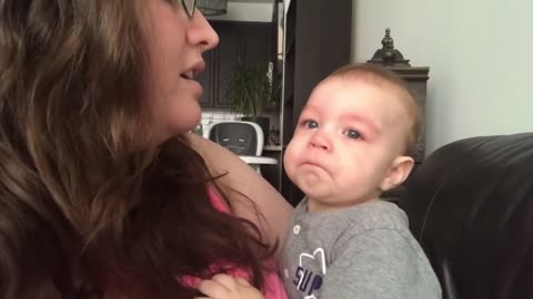 Mom Sings Opera Song to Cute Baby. Epic Reaction!