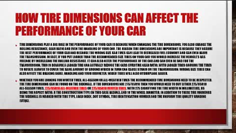How tire dimensions can affect the performance of your caR