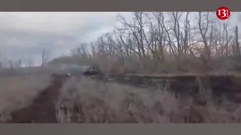 A "Ural" brend truck carrying food to Russians was hit - image taken by Russian military