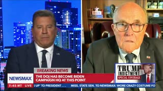 Rudy Giuliani Slams Desk in Angry Rant Against Trump Indictment