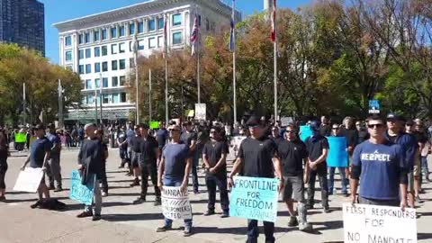 Calgary standing in silence today at City Hall in solidarity against government mandates