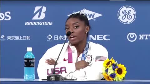 Simone Biles speaks after withdrawing from team gymnastics final