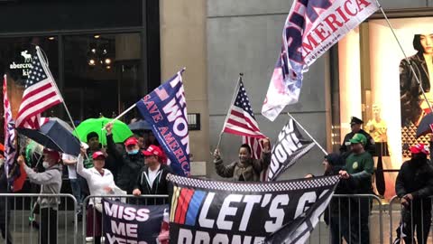 Two parades met in front of Trump Tower in New York today
