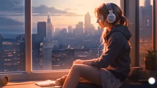 Chill Dreamy Mood listening Girl Lofi Music