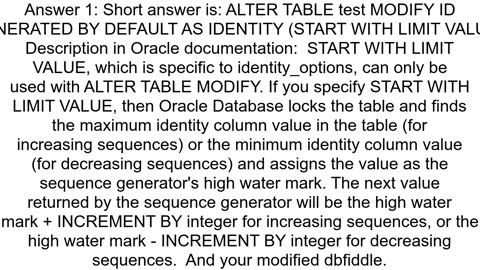 How do I correctly set the GENERATED BY DEFAULT AS IDENTITY sequence after inserting manual ids