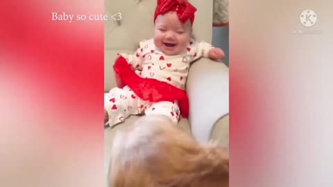 Happy new baby and dog fanny video