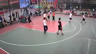 Street Basketball Chinaman Finds Me for the Pass and Basket