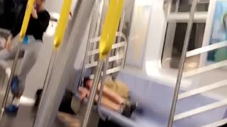 Girl ballet subway train pole dance