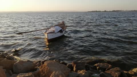 Fishing boat in Lake Qaroun