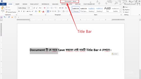 Tittle bar of Microsoft Office Word