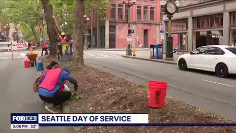 Mayor Harrell, hundreds of volunteers help clean up streets on Gutfeld Fox News