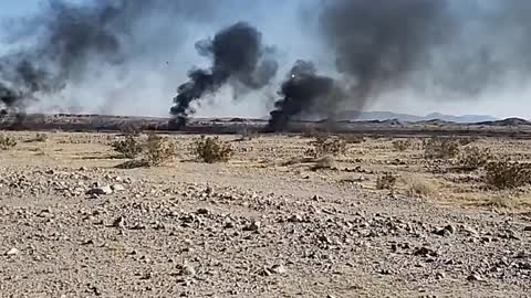 Aftermath of Military Jet Slamming into Ground