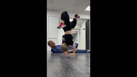 Kid and coach perform incredible illusion dance routine shorts