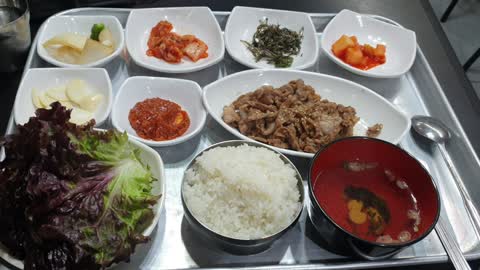 Korean traditional pork meal menu