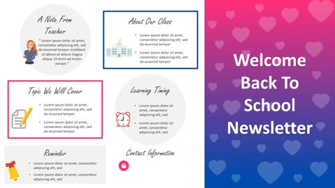 One Page Welcome Back To School Newsletter PowerPoint Template