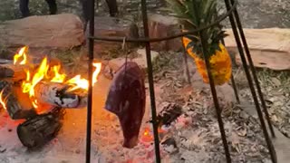 Open fire cooking in Texas