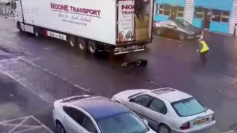 Dublin, Ireland: In broad daylight, illegal migrants jump out of a lorry....